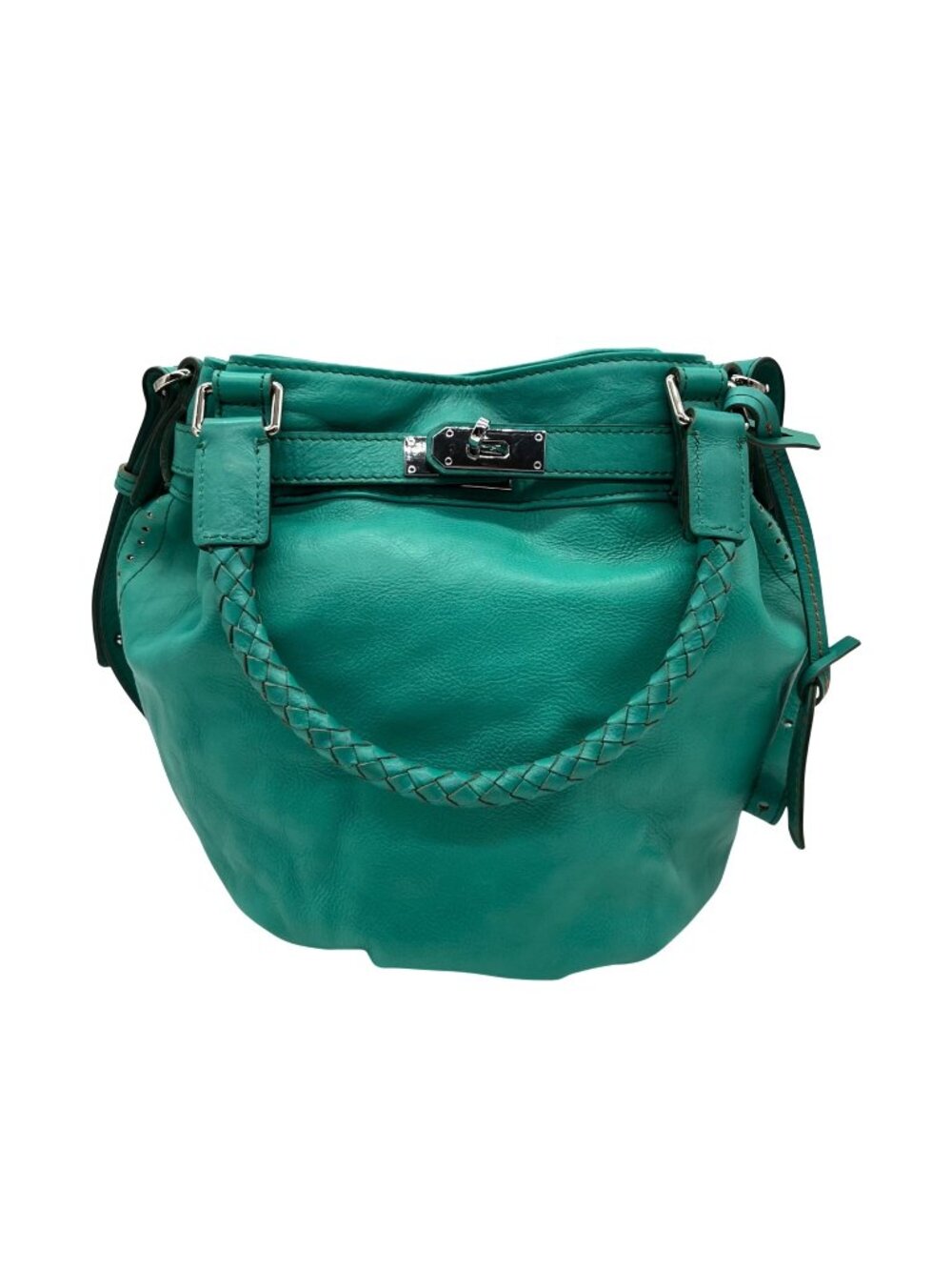 Old Trend Leather Teal Bucket Bag
